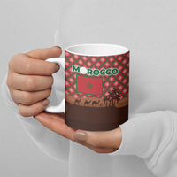 Morocco Christmas Ceramic Mug with Santa Claus Camel Caravan Desert Scene and Red Pattern Design - Wonder Print Shop