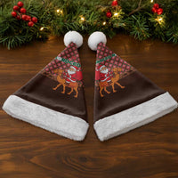 Morocco Christmas Santa Hat with Santa Claus Camel Caravan Desert Scene and Red Pattern Design - Wonder Print Shop