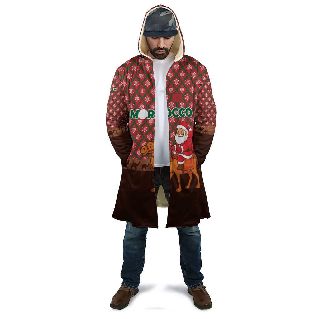 Morocco Christmas Cloak with Santa Claus Camel Caravan Desert Scene and Red Pattern Design - Wonder Print Shop