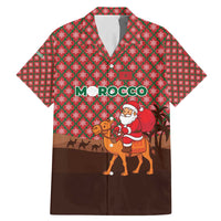 Morocco Christmas Family Matching Mermaid Dress and Hawaiian Shirt with Santa Claus Camel Caravan Desert Scene and Red Pattern Design - Wonder Print Shop