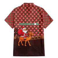 Morocco Christmas Family Matching Mermaid Dress and Hawaiian Shirt with Santa Claus Camel Caravan Desert Scene and Red Pattern Design - Wonder Print Shop