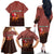 Morocco Christmas Family Matching Off The Shoulder Long Sleeve Dress and Hawaiian Shirt with Santa Claus Camel Caravan Desert Scene and Red Pattern Design - Wonder Print Shop