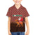 Morocco Christmas Family Matching Off The Shoulder Long Sleeve Dress and Hawaiian Shirt with Santa Claus Camel Caravan Desert Scene and Red Pattern Design - Wonder Print Shop