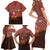 Morocco Christmas Family Matching Short Sleeve Bodycon Dress and Hawaiian Shirt with Santa Claus Camel Caravan Desert Scene and Red Pattern Design - Wonder Print Shop