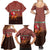 Morocco Christmas Family Matching Summer Maxi Dress and Hawaiian Shirt with Santa Claus Camel Caravan Desert Scene and Red Pattern Design - Wonder Print Shop
