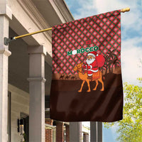 Morocco Christmas Garden Flag with Santa Claus Camel Caravan Desert Scene and Red Pattern Design - Wonder Print Shop