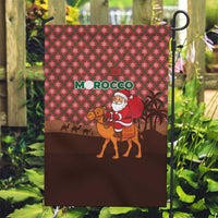 Morocco Christmas Garden Flag with Santa Claus Camel Caravan Desert Scene and Red Pattern Design - Wonder Print Shop