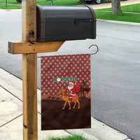 Morocco Christmas Garden Flag with Santa Claus Camel Caravan Desert Scene and Red Pattern Design - Wonder Print Shop