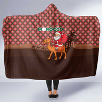 Morocco Christmas Hooded Blanket with Santa Claus Camel Caravan Desert Scene and Red Pattern Design - Wonder Print Shop