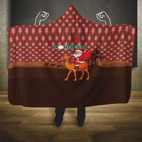 Morocco Christmas Hooded Blanket with Santa Claus Camel Caravan Desert Scene and Red Pattern Design - Wonder Print Shop