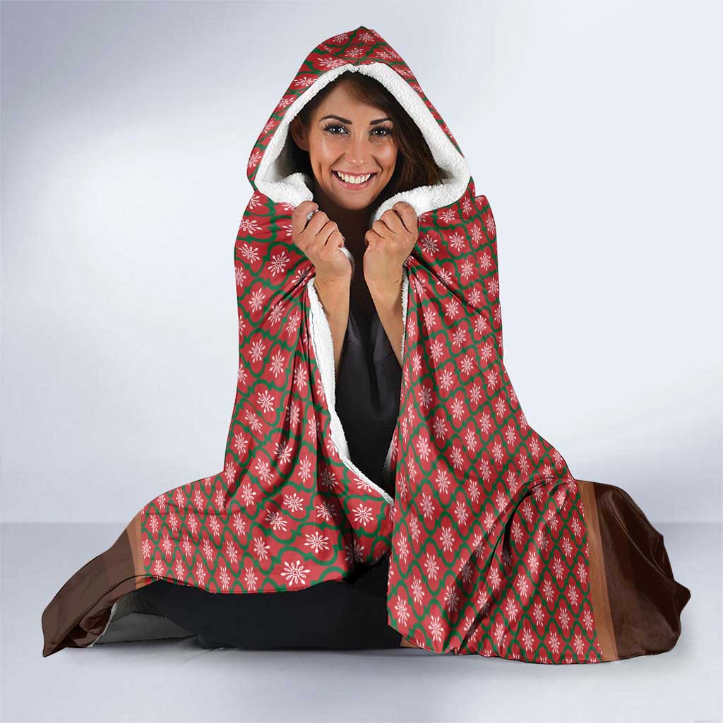 Morocco Christmas Hooded Blanket with Santa Claus Camel Caravan Desert Scene and Red Pattern Design - Wonder Print Shop