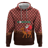 Morocco Christmas Hoodie with Santa Claus Camel Caravan Desert Scene and Red Pattern Design - Wonder Print Shop