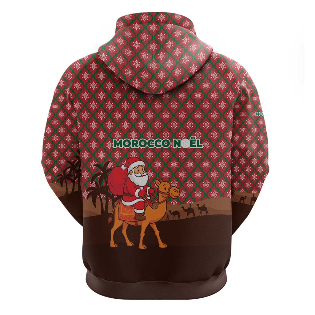 Morocco Christmas Hoodie with Santa Claus Camel Caravan Desert Scene and Red Pattern Design - Wonder Print Shop