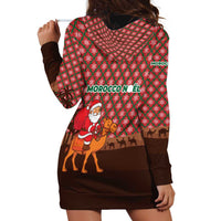 Morocco Christmas Hoodie Dress with Santa Claus Camel Caravan Desert Scene and Red Pattern Design - Wonder Print Shop