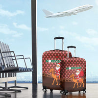 Morocco Christmas Luggage Cover with Santa Claus Camel Caravan Desert Scene and Red Pattern Design - Wonder Print Shop