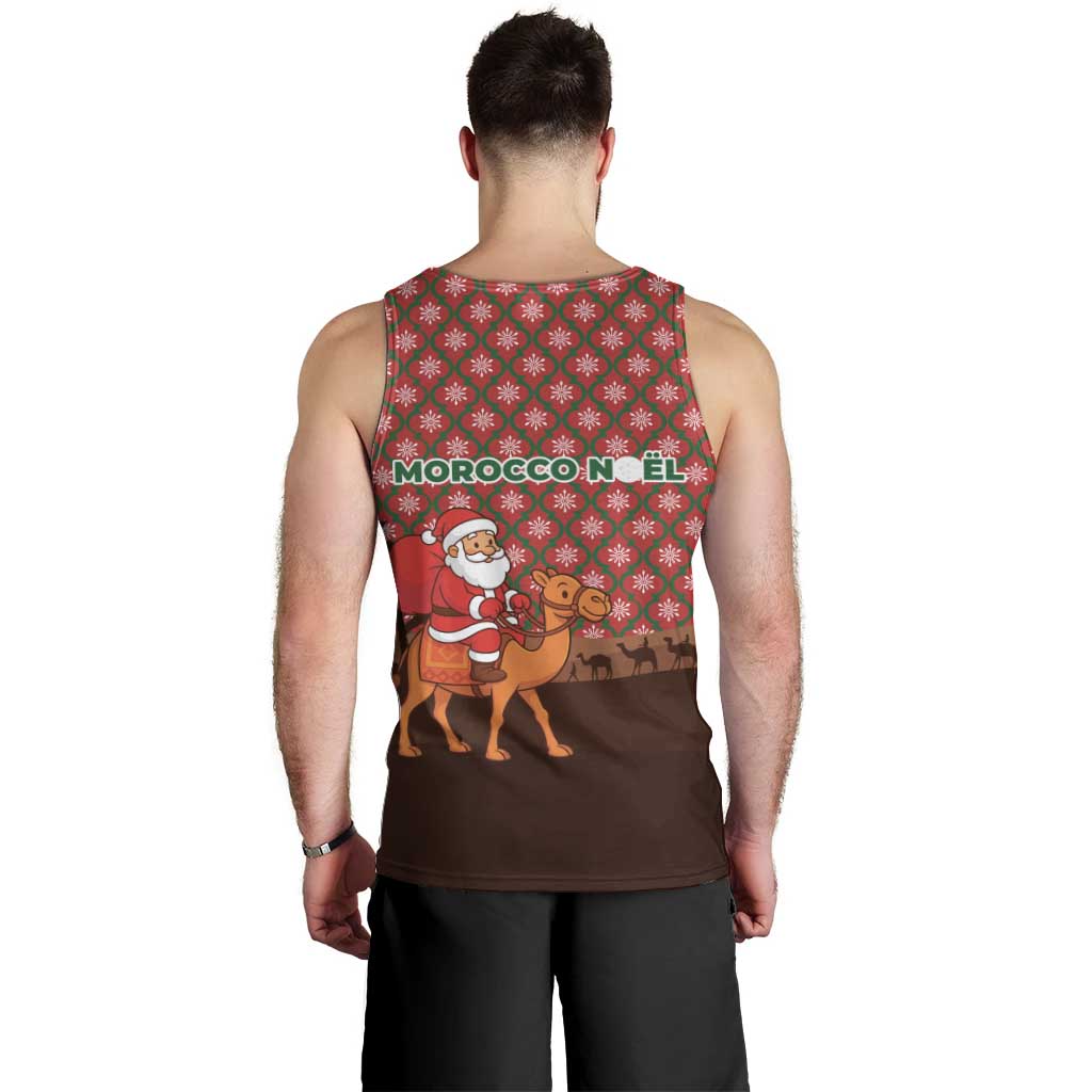 Morocco Christmas Men Tank Top with Santa Claus Camel Caravan Desert Scene and Red Pattern Design - Wonder Print Shop