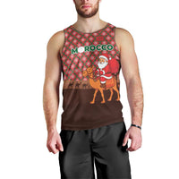 Morocco Christmas Men Tank Top with Santa Claus Camel Caravan Desert Scene and Red Pattern Design - Wonder Print Shop