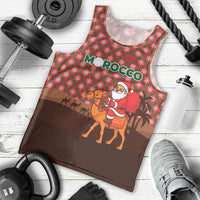 Morocco Christmas Men Tank Top with Santa Claus Camel Caravan Desert Scene and Red Pattern Design - Wonder Print Shop