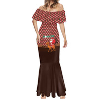 Morocco Christmas Mermaid Dress with Santa Claus Camel Caravan Desert Scene and Red Pattern Design - Wonder Print Shop