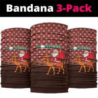 Morocco Christmas Neck Gaiter with Santa Claus Camel Caravan Desert Scene and Red Pattern Design - Wonder Print Shop