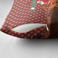 Morocco Christmas Pillow Cover with Santa Claus Camel Caravan Desert Scene and Red Pattern Design - Wonder Print Shop
