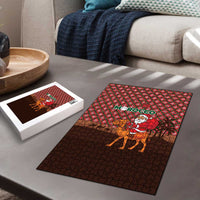 Morocco Christmas Puzzle with Santa Claus Camel Caravan Desert Scene and Red Pattern Design - Wonder Print Shop