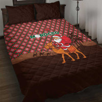 Morocco Christmas Quilt Bed Set with Santa Claus Camel Caravan Desert Scene and Red Pattern Design - Wonder Print Shop