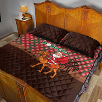 Morocco Christmas Quilt Bed Set with Santa Claus Camel Caravan Desert Scene and Red Pattern Design - Wonder Print Shop
