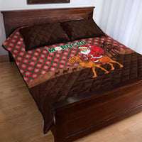 Morocco Christmas Quilt Bed Set with Santa Claus Camel Caravan Desert Scene and Red Pattern Design - Wonder Print Shop