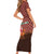 Morocco Christmas Short Sleeve Bodycon Dress with Santa Claus Camel Caravan Desert Scene and Red Pattern Design - Wonder Print Shop