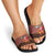 Morocco Christmas Slide Sandals with Santa Claus Camel Caravan Desert Scene and Red Pattern Design - Wonder Print Shop