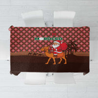 Morocco Christmas Tablecloth with Santa Claus Camel Caravan Desert Scene and Red Pattern Design - Wonder Print Shop
