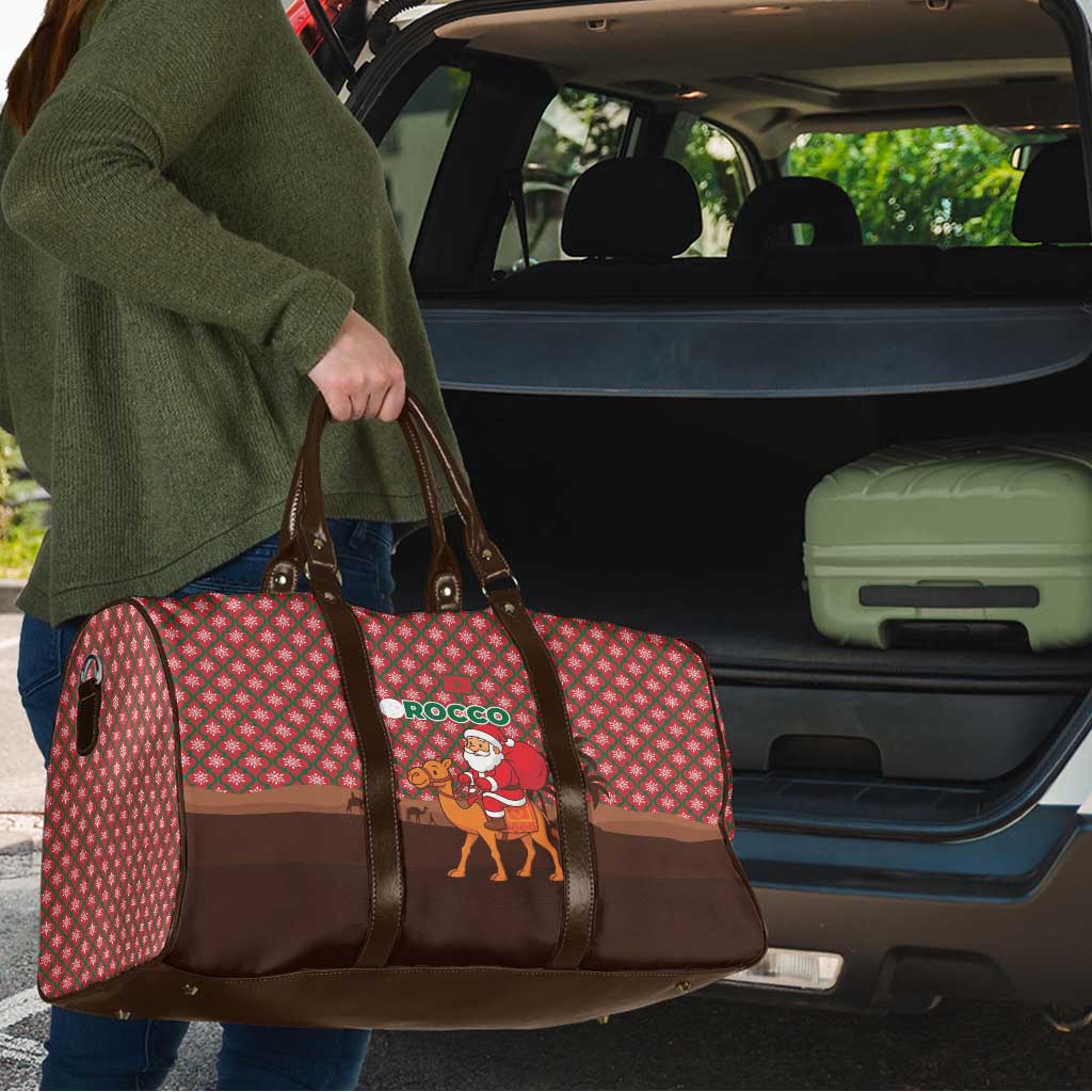 Morocco Christmas Travel Bag with Santa Claus Camel Caravan Desert Scene and Red Pattern Design - Wonder Print Shop