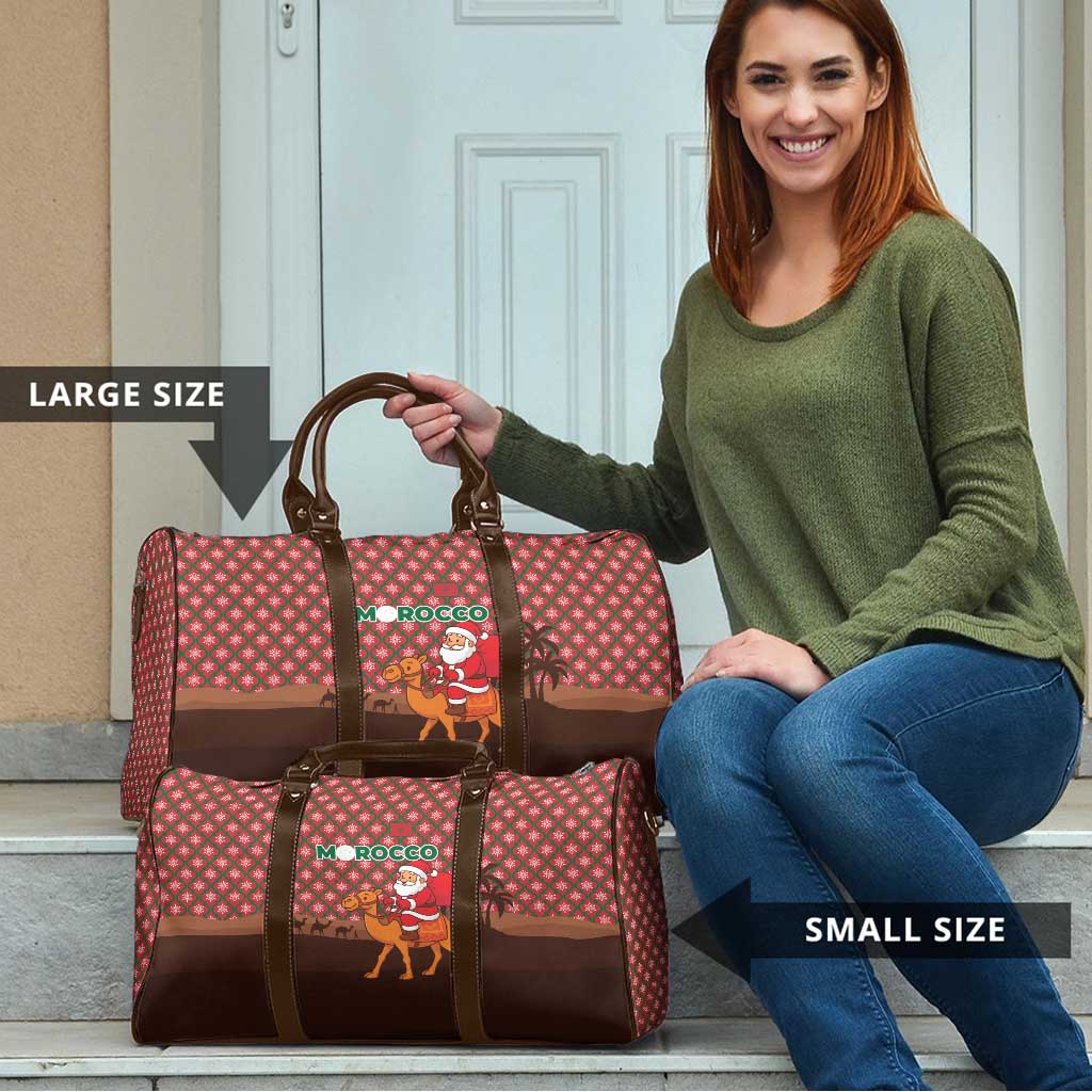 Morocco Christmas Travel Bag with Santa Claus Camel Caravan Desert Scene and Red Pattern Design - Wonder Print Shop