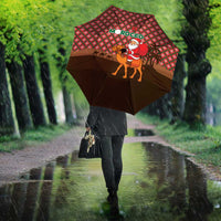 Morocco Christmas Umbrella with Santa Claus Camel Caravan Desert Scene and Red Pattern Design - Wonder Print Shop