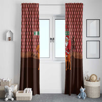 Morocco Christmas Window Curtain with Santa Claus Camel Caravan Desert Scene and Red Pattern Design - Wonder Print Shop
