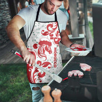 Morocco Christmas Apron with Red Horse Santa Hat Arabesque Pattern and Holiday Icons Design - Wonder Print Shop