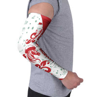 Morocco Christmas Arm Sleeves with Red Horse Santa Hat Arabesque Pattern and Holiday Icons Design - Wonder Print Shop