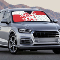 Morocco Christmas Auto Sun Shade with Red Horse Santa Hat Arabesque Pattern and Holiday Icons Design - Wonder Print Shop