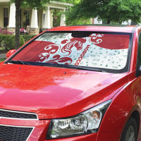 Morocco Christmas Auto Sun Shade with Red Horse Santa Hat Arabesque Pattern and Holiday Icons Design - Wonder Print Shop