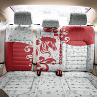 Morocco Christmas Back Car Seat Cover with Red Horse Santa Hat Arabesque Pattern and Holiday Icons Design - Wonder Print Shop