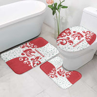 Morocco Christmas Bathroom Set with Red Horse Santa Hat Arabesque Pattern and Holiday Icons Design - Wonder Print Shop
