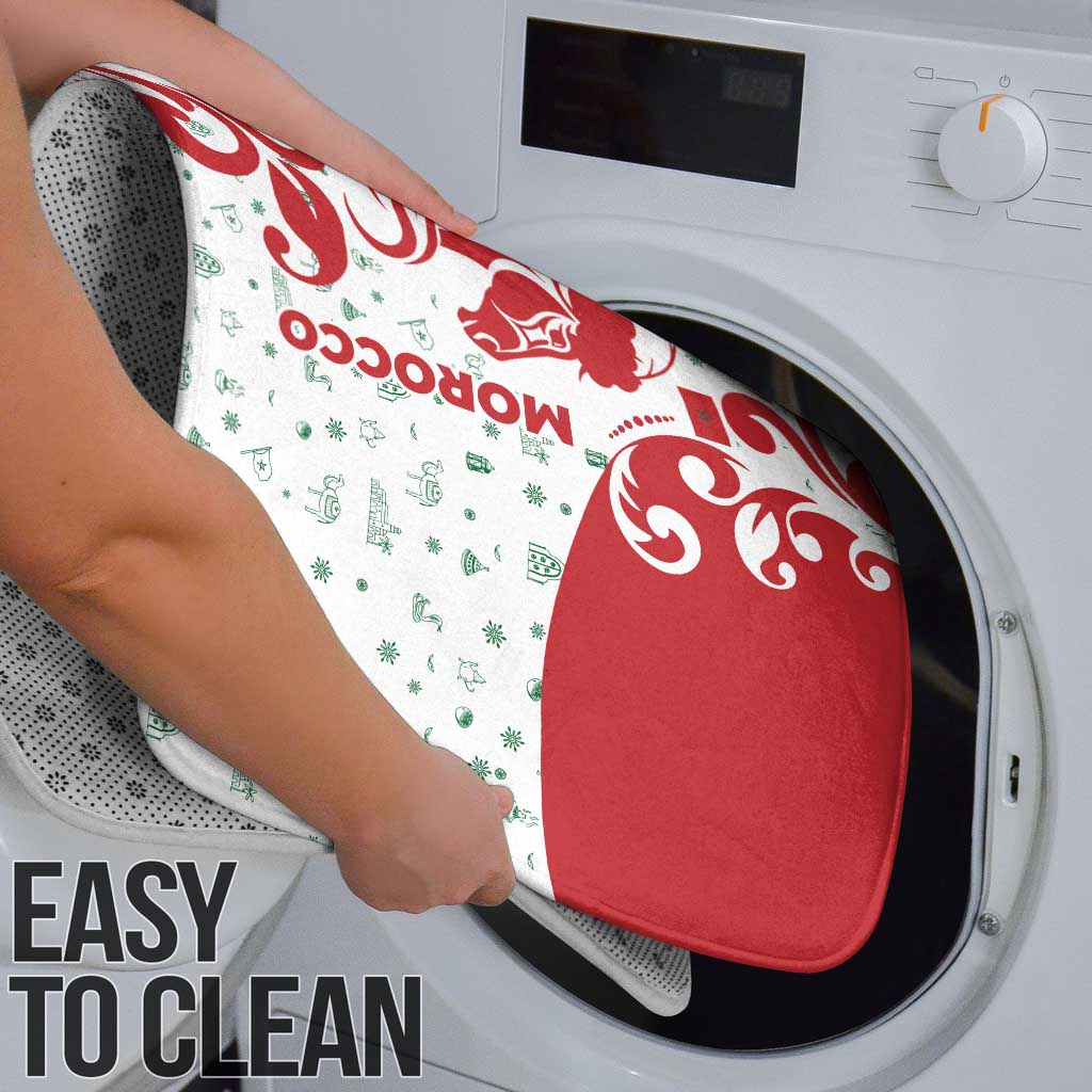 Morocco Christmas Bathroom Set with Red Horse Santa Hat Arabesque Pattern and Holiday Icons Design - Wonder Print Shop