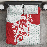 Morocco Christmas Bedding Set with Red Horse Santa Hat Arabesque Pattern and Holiday Icons Design - Wonder Print Shop