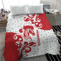 Morocco Christmas Bedding Set with Red Horse Santa Hat Arabesque Pattern and Holiday Icons Design - Wonder Print Shop
