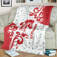 Morocco Christmas Blanket with Red Horse Santa Hat Arabesque Pattern and Holiday Icons Design - Wonder Print Shop