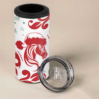Morocco Christmas 4 in 1 Can Cooler Tumbler with Red Horse Santa Hat Arabesque Pattern and Holiday Icons Design - Wonder Print Shop