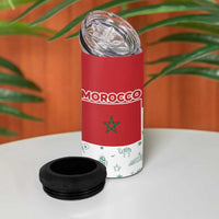 Morocco Christmas 4 in 1 Can Cooler Tumbler with Red Horse Santa Hat Arabesque Pattern and Holiday Icons Design - Wonder Print Shop