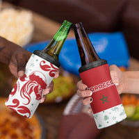 Morocco Christmas 4 in 1 Can Cooler Tumbler with Red Horse Santa Hat Arabesque Pattern and Holiday Icons Design - Wonder Print Shop