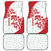Morocco Christmas Car Mats with Red Horse Santa Hat Arabesque Pattern and Holiday Icons Design - Wonder Print Shop